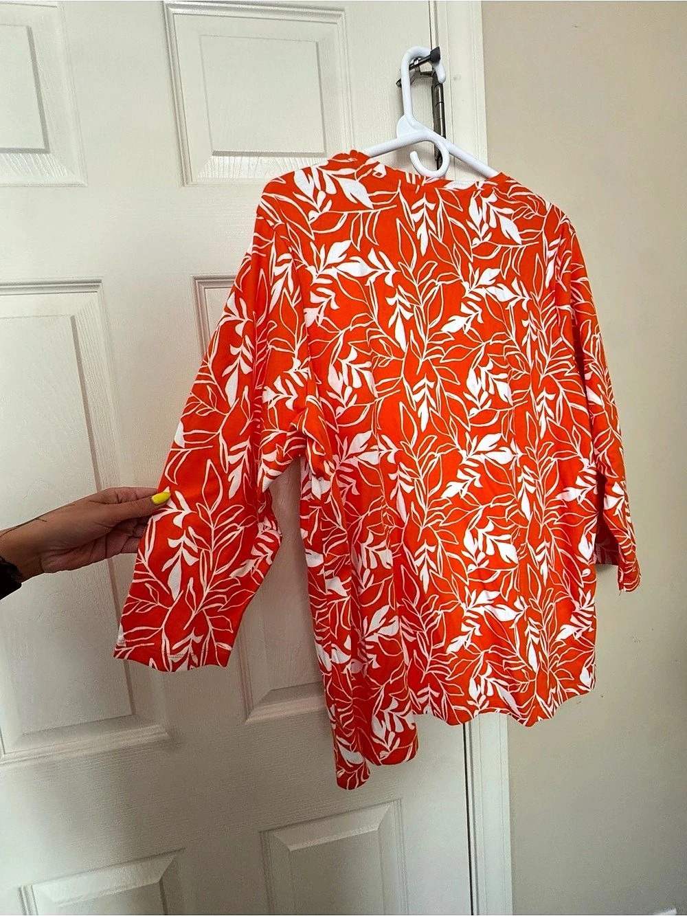 Kim Rogers Plus Size 3/4 Sleeve Printed Shirt Tunic Orange & White 1X - Picture 4 of 6